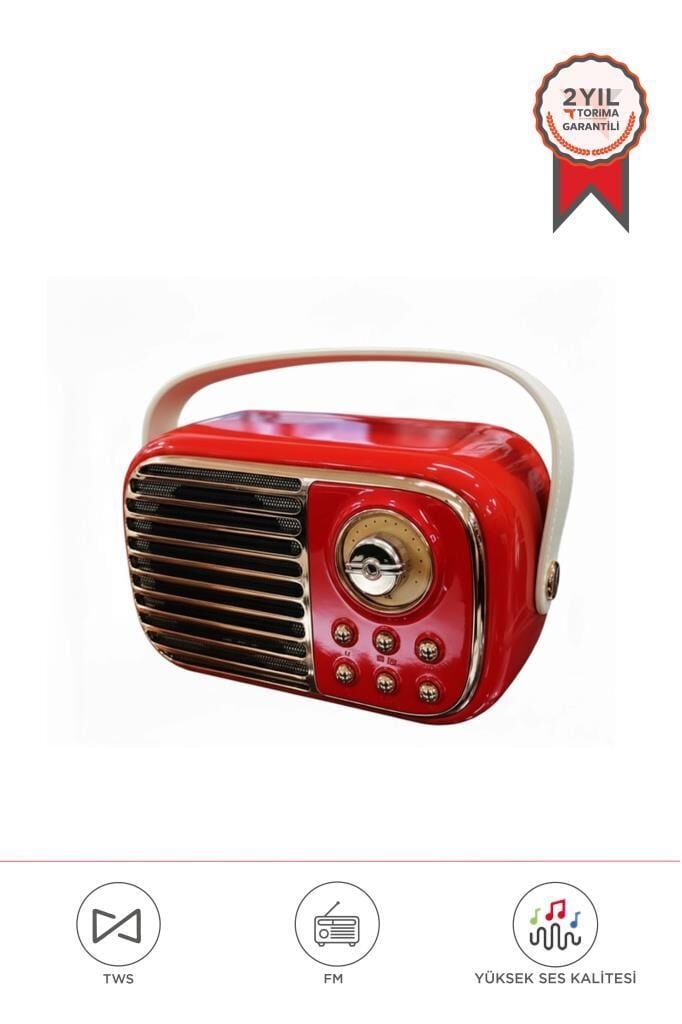 Torima BTS-1956 Kırmızı Bluetooth 10W Bass Ses RGB Işık Efektli TWS USB TF Kart Mikrofonlu Hoparlör