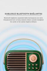 Bluetooth Hoparlör Nostaljik Radyo Mikrofonlu Rgb Işıklı TWS USB TF Speaker BTS-1956 Yeşil