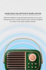 Bluetooth Hoparlör Nostaljik Radyo Mikrofonlu Rgb Işıklı TWS USB TF Speaker BTS-1956 Yeşil