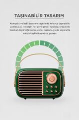 Bluetooth Hoparlör Nostaljik Radyo Mikrofonlu Rgb Işıklı TWS USB TF Speaker BTS-1956 Yeşil