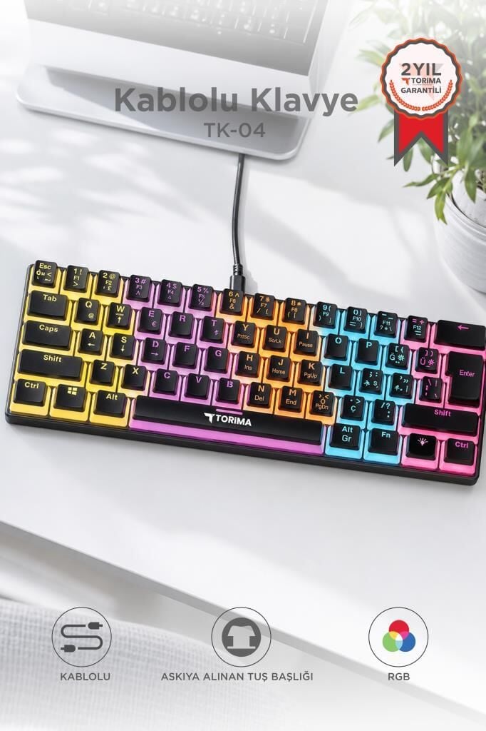 Kablolu Klavye Rgb Işıklı Mekanik Q Klavye TK04 Siyah