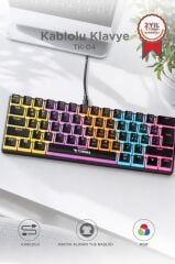 Kablolu Klavye Rgb Işıklı Mekanik Q Klavye TK04 Siyah