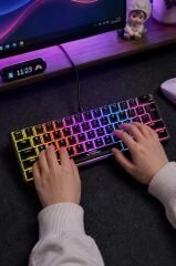 Kablolu Klavye Rgb Işıklı Mekanik Q Klavye TK04 Siyah