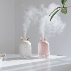 Hava Nemlendiricisi Buhar Makinesi Geyik Figürlü Aroma Difüzör 220 ML H1 Pembe