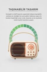 Bluetooh Hoparlör Nostaljik Radyo Mikrofonlu Rgb Işıklı TWS USB TF Speaker BTS-1956 Bej