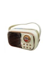 Bluetooh Hoparlör Nostaljik Radyo Mikrofonlu Rgb Işıklı TWS USB TF Speaker BTS-1956 Bej