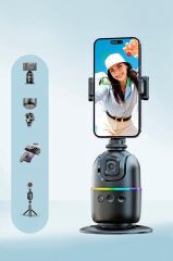 Torima Tripod 360 Yüz Takip Gimbal Akıllı Video Selfie Telefon Tutucu P03 Siyah
