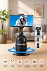 Tripod 360 Yüz Takip Gimbal Akıllı Video Selfie Telefon Tutucu P03 Siyah