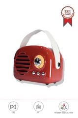 Bluetooth Hoparlör Nostaljik Radyo USB TF Destekli Speaker KTS-1682 Kırmızı