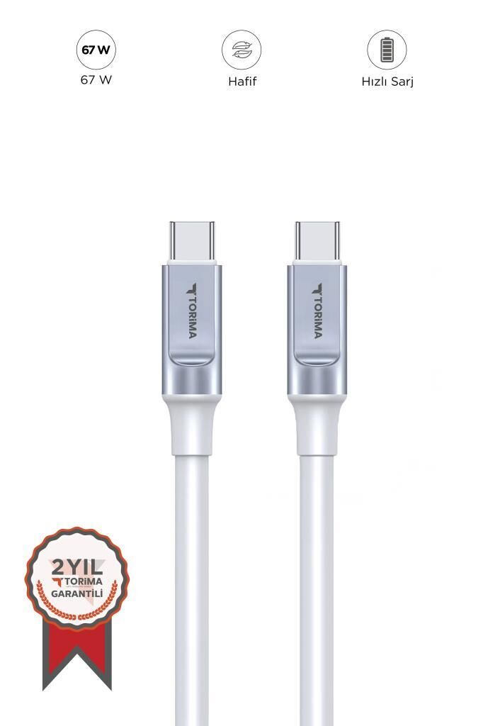 Torima U15 Beyaz 3.0A TYPE-C TO  TYPE-C Şarj-Data Kablosu 1metre