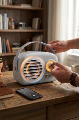 Bluetooth Hoparlör Nostaljik Radyo USB TF Destekli Speaker KTS-1682 Gri