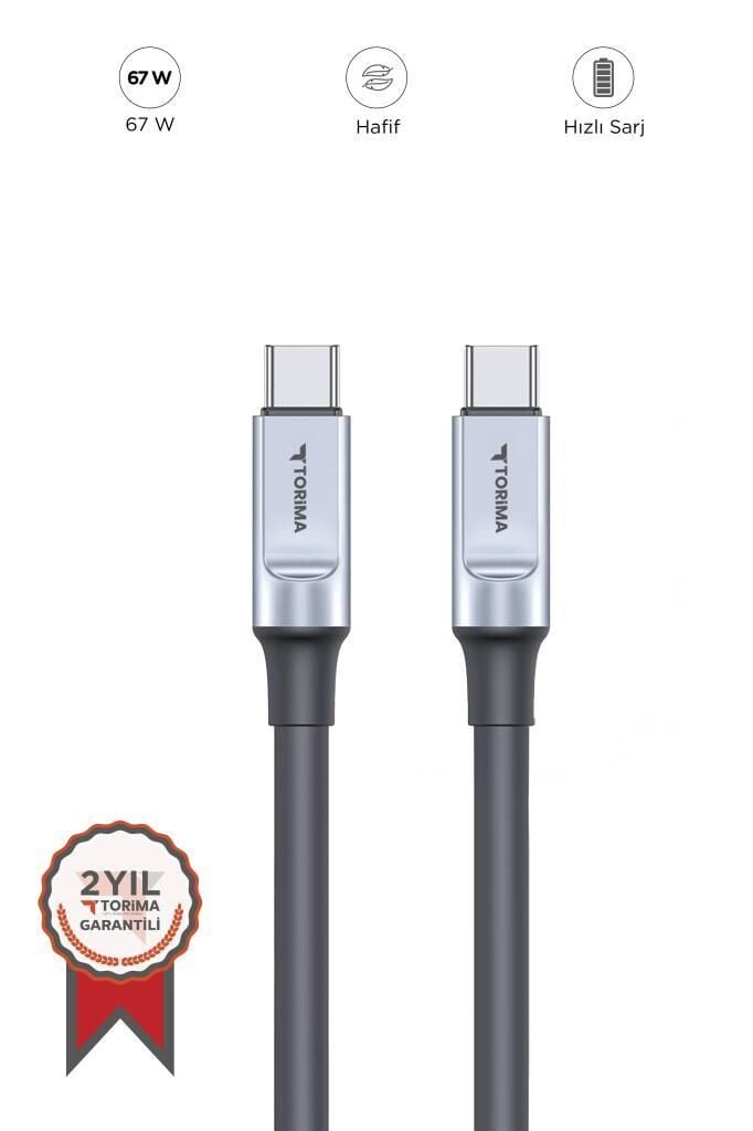 Torima U15 Siyah 3.0A TYPE-C TO  TYPE-C Şarj-Data Kablosu 1metre