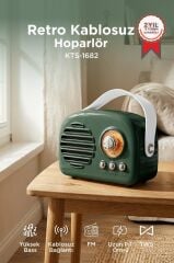 Bluetooth Hoparlör Nostaljik Radyo USB TF Destekli Speaker KTS-1682 Yeşil