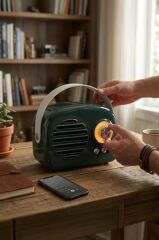 Bluetooth Hoparlör Nostaljik Radyo USB TF Destekli Speaker KTS-1682 Yeşil