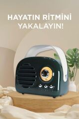Bluetooth Hoparlör Nostaljik Radyo USB TF Destekli Speaker KTS-1682 Yeşil
