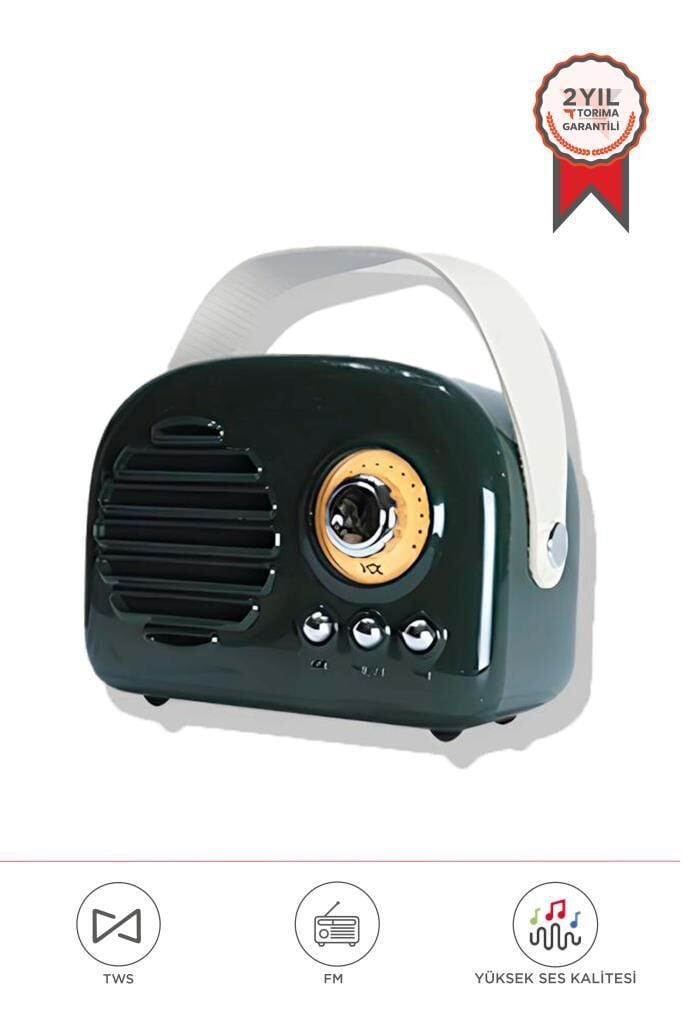 Bluetooth Hoparlör Nostaljik Radyo USB TF Destekli Speaker KTS-1682 Yeşil