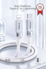 Torima Şarj Kablosu Type-C to Lightning 3.0A Data Kablo U15 Beyaz
