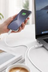 Şarj Kablosu Type-C to Lightning 3.0A Data Kablo U15 Beyaz