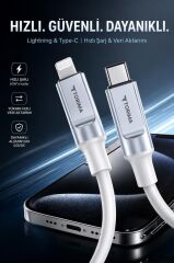 Şarj Kablosu Type-C to Lightning 3.0A Data Kablo U15 Beyaz