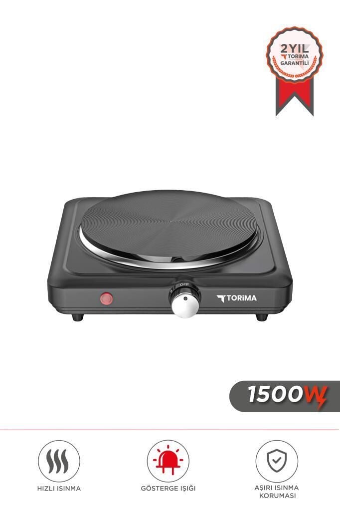 Torima TEH-01 Siyah Termostatlı Ayarlanabilir Tekli Elektrikli Ocak