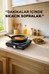 Torima TEH-01 Siyah Termostatlı Ayarlanabilir Tekli Elektrikli Ocak