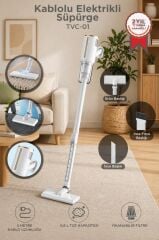Dikey Süpürge Elektrikli 600W Vakum Süpürge TVC01 Beyaz