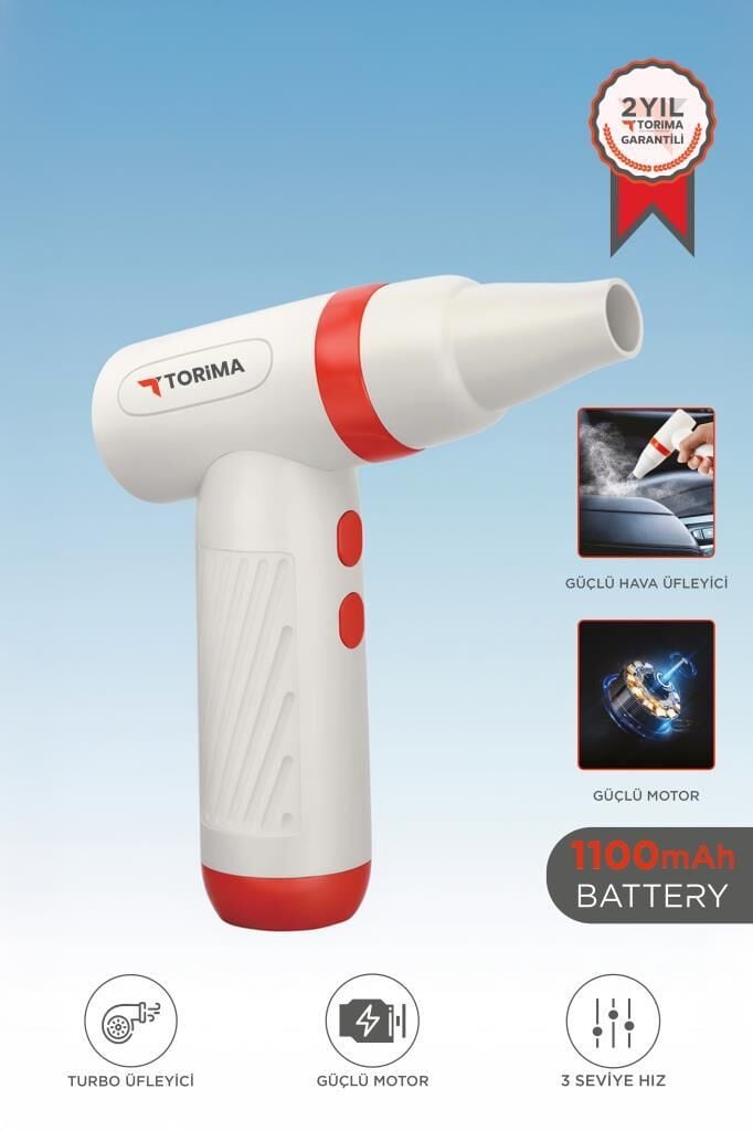 Hava Üfleme Makinesi Yüksek Hızlı Turbo 85000 RPM 40W 1100 MAH TTB01 Kırmızı
