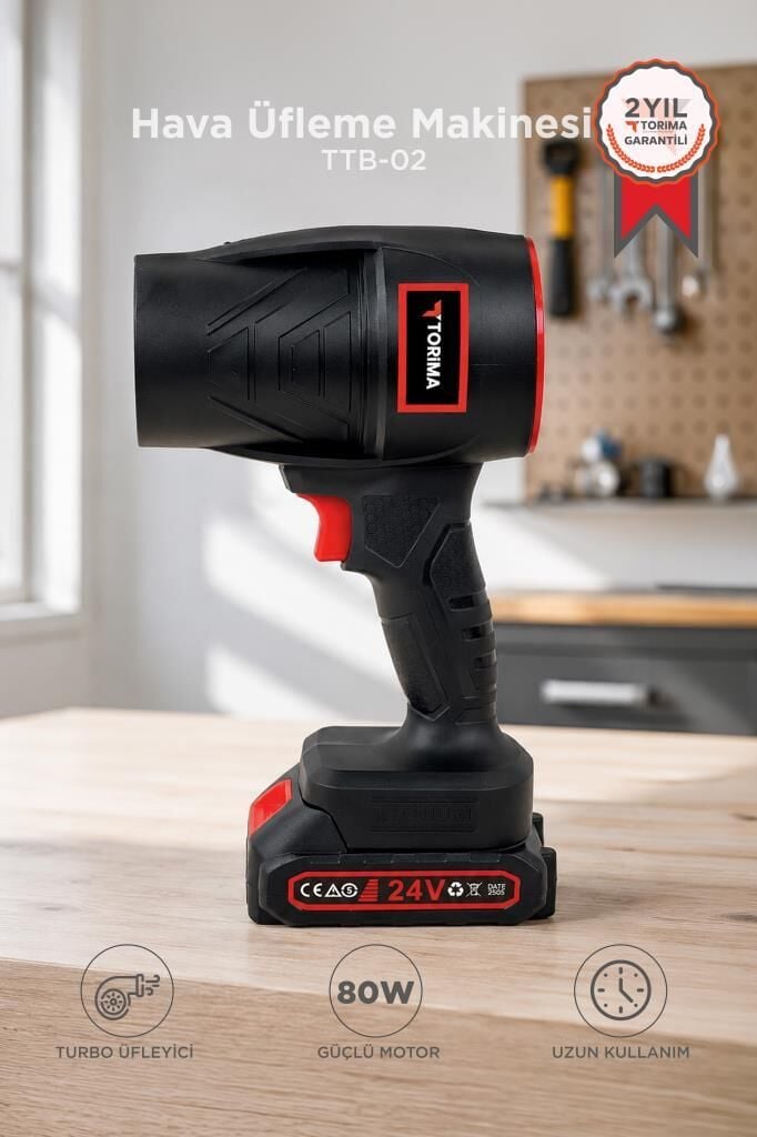 Hava Üfleme Makinesi 1500mAh 80 W Yüksek Hızlı Turbo Jet TTB02 Siyah