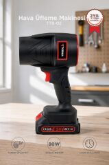 Hava Üfleme Makinesi 1500mAh 80 W Yüksek Hızlı Turbo Jet TTB02 Siyah
