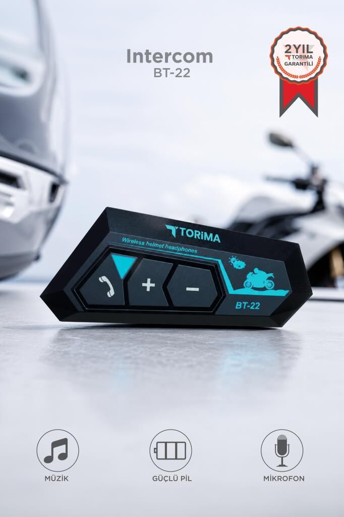 İtercom Motorsiklet Bluetooth Kask İnterkom Kulaklık Torima 22 Siyah
