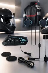 İtercom Motorsiklet Bluetooth Kask İnterkom Kulaklık Torima 22 Siyah