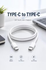 Şarj Kablosu Type-C to Type-C Data Kablo YD42 Beyaz