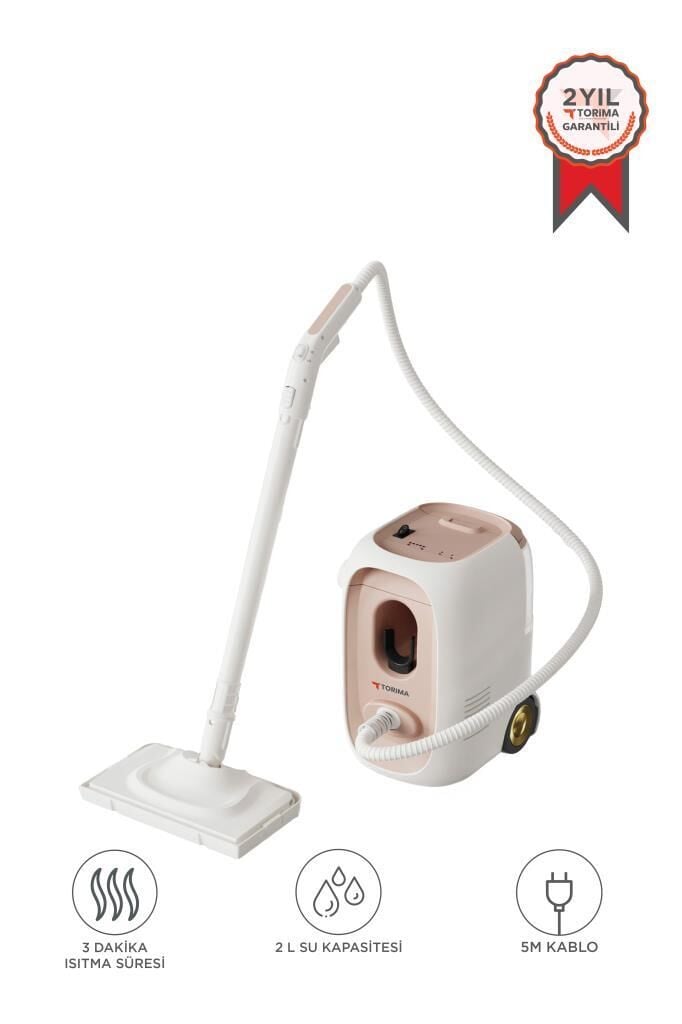 Buharlı Temizleyici 2000W Mutfak Halı Koltuk Temizleme Buhar Makinesi TSC02 Beyaz