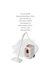 Buharlı Temizleyici 2000W Mutfak Halı Koltuk Temizleme Buhar Makinesi TSC02 Beyaz