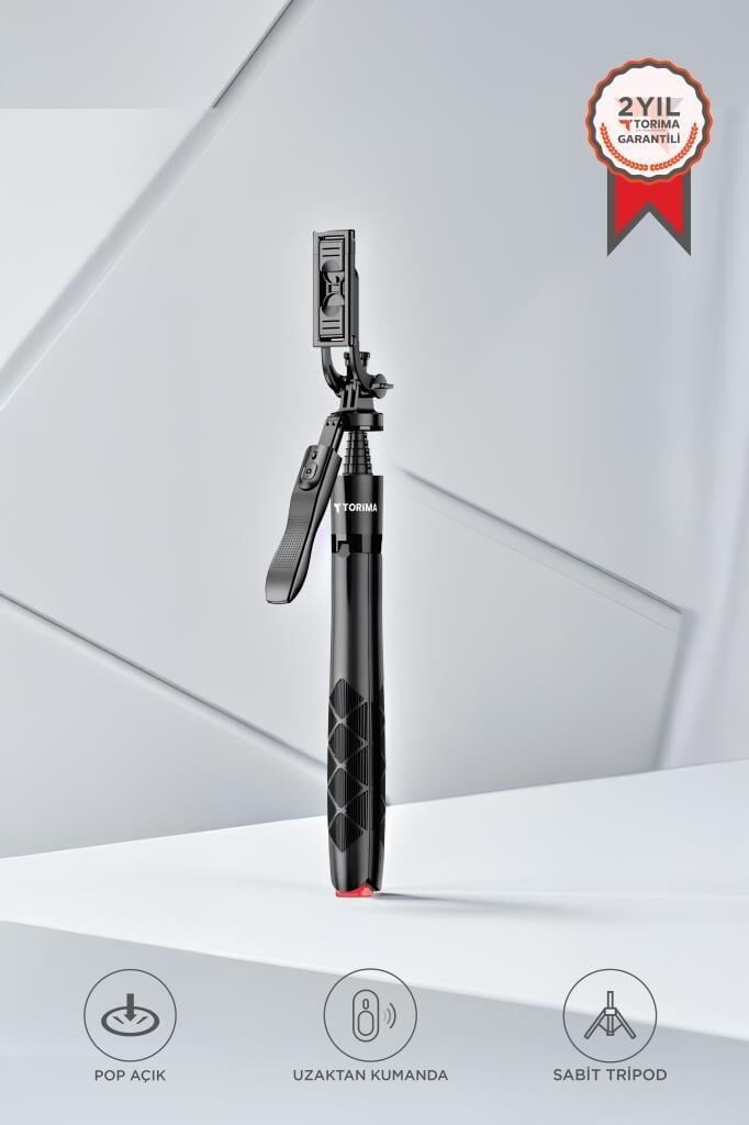 Tripod Çok Amaçlı Kamera Telefon Tutucu 1.8M Selfie Çubuğu L17 Siyah