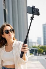 Tripod Çok Amaçlı Kamera Telefon Tutucu 1.8M Selfie Çubuğu L17 Siyah