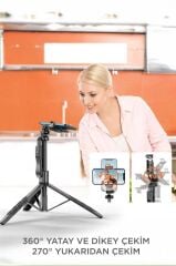 Tripod Çok Amaçlı Kamera Telefon Tutucu 1.8M Selfie Çubuğu L17 Siyah