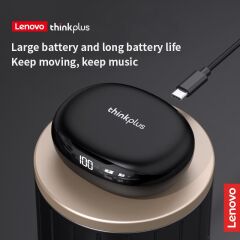 Lenovo ThinkPlus T50 Kablosuz Şarj Göstergeli Sporcu Bluetooth Kulaklık Siyah
