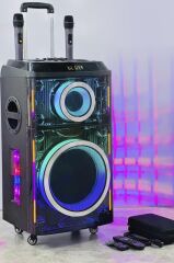 Bluetooth Hoparlör Mikrfonlu Işıklı Kablosuz Speaker PTE12H Siyah