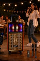 Bluetooth Hoparlör Mikrofonlu Kumandalı Rgb Işıklı Speaker NDR-108R Turuncu