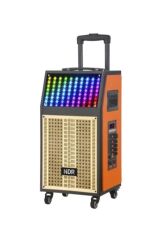 Torima NDR-108R Turuncu Kablosuz Mikrofonlu Uzaktan Kumandalı RGB Işıklı Bluetooth Hoparlör