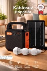 Torima Kamp Hoparlörü Güneş Enerjili Panelli Fenerli Bluetooth Hoparlör YSF200 Siyah