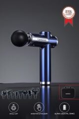 Lenovo N3 Mavi Darbeli Titreşimli Masaj Tabancası Güçlü 1800mah Şarjlı 8 Başlıklı Egzersiz Aleti