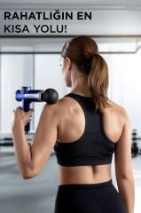 Lenovo N3 Mavi Darbeli Titreşimli Masaj Tabancası Güçlü 1800mah Şarjlı 8 Başlıklı Egzersiz Aleti