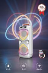 Bluetooh Hoparlör Mikrofonlu Led Işıklı Parti Speaker D78 Beyaz