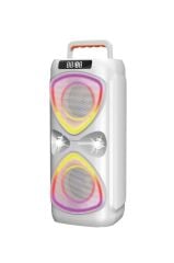 Bluetooh Hoparlör Mikrofonlu Led Işıklı Parti Speaker D78 Beyaz