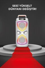 Bluetooh Hoparlör Mikrofonlu Led Işıklı Parti Speaker D78 Beyaz