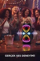 Bluetooh Hoparlör Mikrofonlu Led Işıklı Parti Speaker D78 Siyah