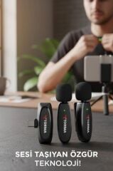 Torima WM-01 Siyah Type-C Uyumlu 360° Ses Algılama Özelikli Kablosuz Yaka Mikrofonu
