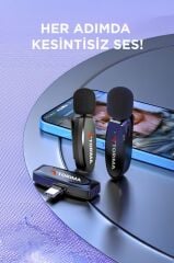 Torima WM-01 Siyah Type-C Uyumlu 360° Ses Algılama Özelikli Kablosuz Yaka Mikrofonu